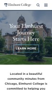 How elmhurst.edu looks like on a mobile device such as an iPhone.