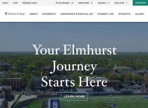 How elmhurst.edu looks like on a tablet such as an iPad.