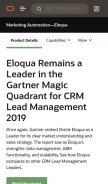 How eloqua.com looks like on a mobile device such as an iPhone.