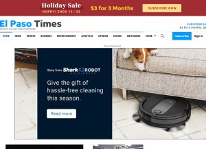 How elpasotimes.com looks like on a tablet such as an iPad.