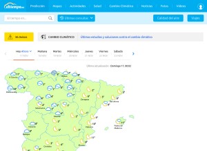 How eltiempo.es looks like on a tablet such as an iPad.