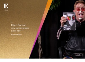 How eltonjohn.com looks like on a tablet such as an iPad.
