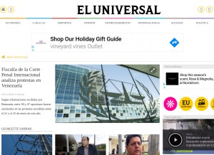 How eluniversal.com looks like on a tablet such as an iPad.