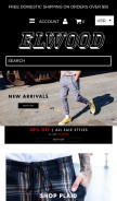 How elwoodclothing.com looks like on a mobile device such as an iPhone.