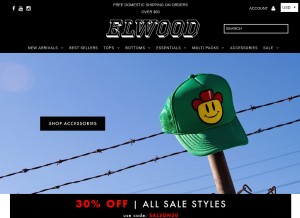 How elwoodclothing.com looks like on a tablet such as an iPad.