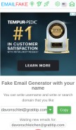 How emailfake.com looks like on a mobile device such as an iPhone.