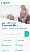 How emanatehealth.org looks like on a mobile device such as an iPhone.