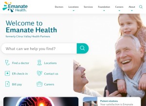 How emanatehealth.org looks like on a tablet such as an iPad.