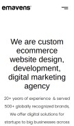 How emavens.com looks like on a mobile device such as an iPhone.