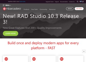 How embarcadero.com looks like on a tablet such as an iPad.