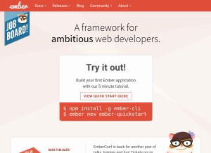 How emberjs.com looks like on a tablet such as an iPad.
