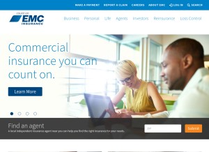 How emcins.com looks like on a tablet such as an iPad.