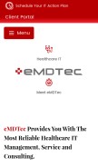 How emdtec.com looks like on a mobile device such as an iPhone.