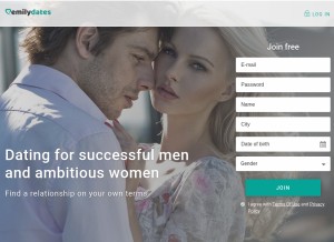 How emilydates.com looks like on a tablet such as an iPad.