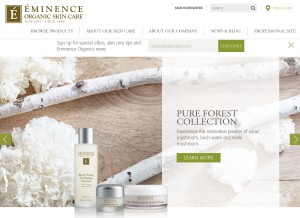 How eminenceorganics.com looks like on a tablet such as an iPad.