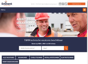 How eminentgroep.nl looks like on a tablet such as an iPad.