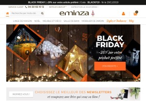 How eminza.com looks like on a tablet such as an iPad.