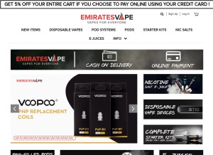 How emiratesvape.ae looks like on a tablet such as an iPad.