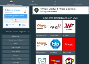 How emisorascolombianas.co looks like on a tablet such as an iPad.