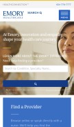 How emoryhealthcare.org looks like on a mobile device such as an iPhone.