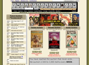 How emovieposter.com looks like on a tablet such as an iPad.