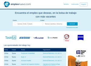 How empleonuevo.com looks like on a tablet such as an iPad.