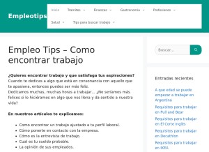 How empleotips.com looks like on a tablet such as an iPad.