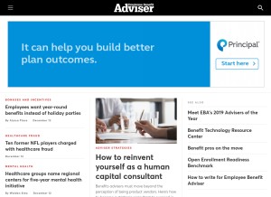 How employeebenefitadviser.com looks like on a tablet such as an iPad.