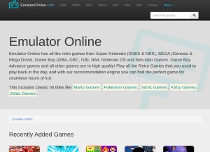 How emulatoronline.com looks like on a tablet such as an iPad.