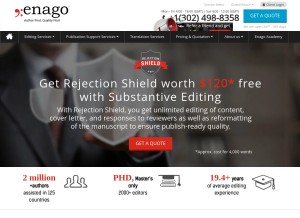 How enago.com looks like on a tablet such as an iPad.