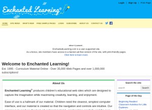 How enchantedlearning.com looks like on a tablet such as an iPad.
