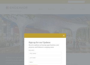 How endeavor-re.com looks like on a tablet such as an iPad.