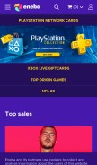 How eneba.com looks like on a mobile device such as an iPhone.
