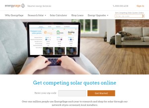 How energysage.com looks like on a tablet such as an iPad.