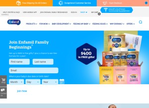 How enfamil.com looks like on a tablet such as an iPad.