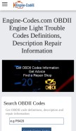 How engine-codes.com looks like on a mobile device such as an iPhone.