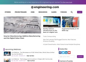 How engineering.com looks like on a tablet such as an iPad.