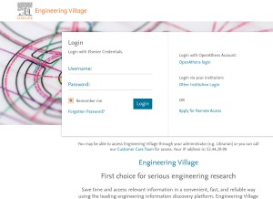 How engineeringvillage.com looks like on a tablet such as an iPad.