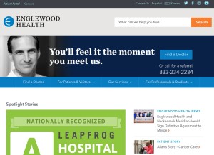 How englewoodhealth.org looks like on a tablet such as an iPad.