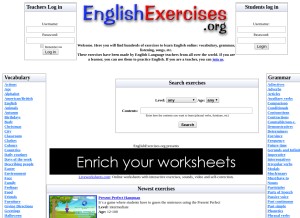 How englishexercises.org looks like on a tablet such as an iPad.