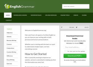 How englishgrammar.org looks like on a tablet such as an iPad.