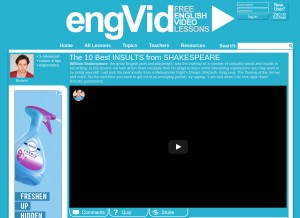 How engvid.com looks like on a tablet such as an iPad.