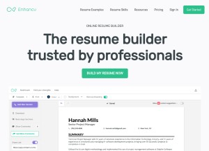 How enhancv.com looks like on a tablet such as an iPad.