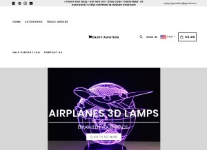 How enjoyaviationshop.com looks like on a tablet such as an iPad.