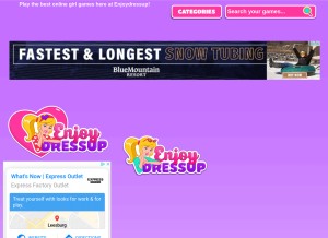 How enjoydressup.com looks like on a tablet such as an iPad.