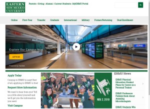 How enmu.edu looks like on a tablet such as an iPad.