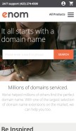 How enom.com looks like on a mobile device such as an iPhone.