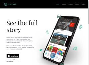 How entale.co looks like on a tablet such as an iPad.