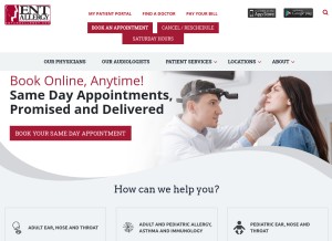How entandallergy.com looks like on a tablet such as an iPad.