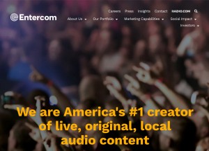 How entercom.com looks like on a tablet such as an iPad.
